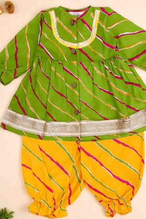 Green Yellow Lehriya Co ord Set