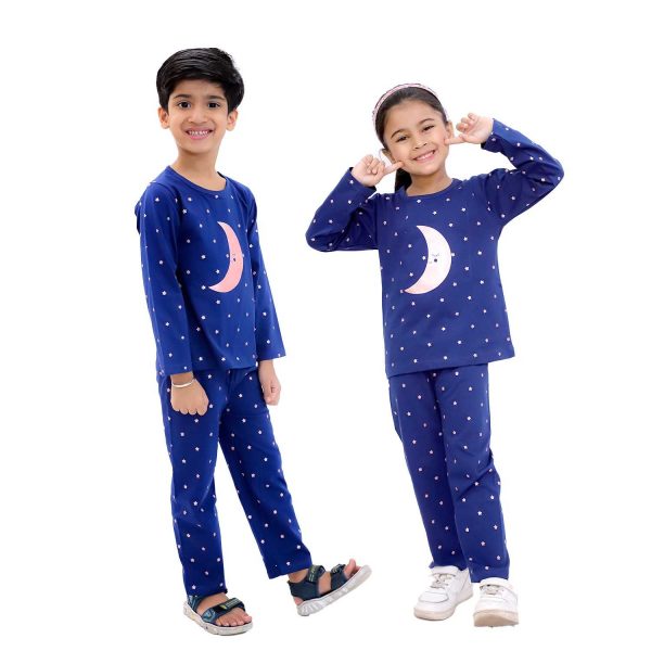 Navy Blue Moon & Star Night Suit