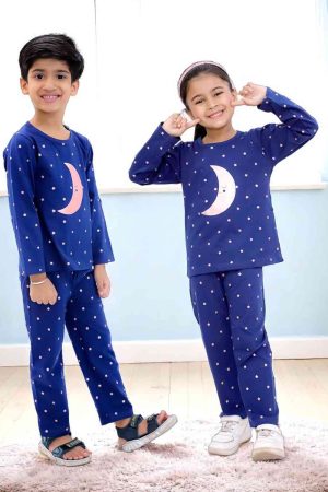 Navy Blue Moon & Star Night Suit