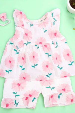 Pink Flower Print Frock