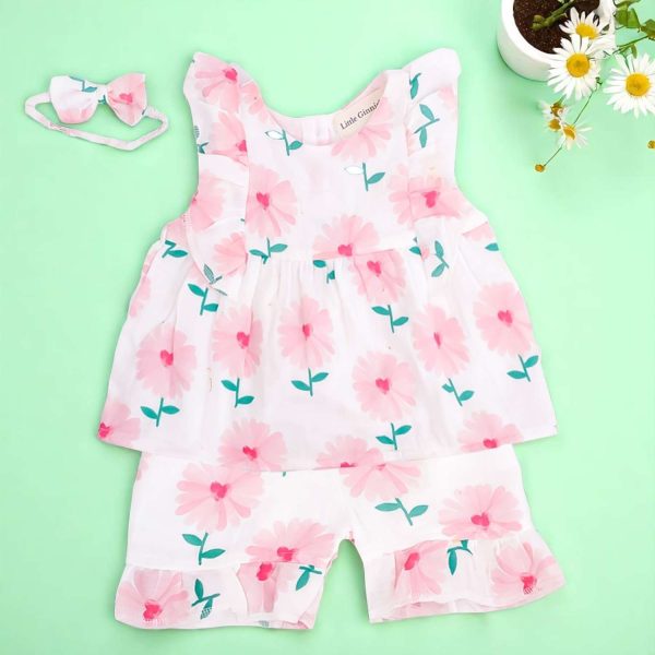 Pink Flower Print Frock