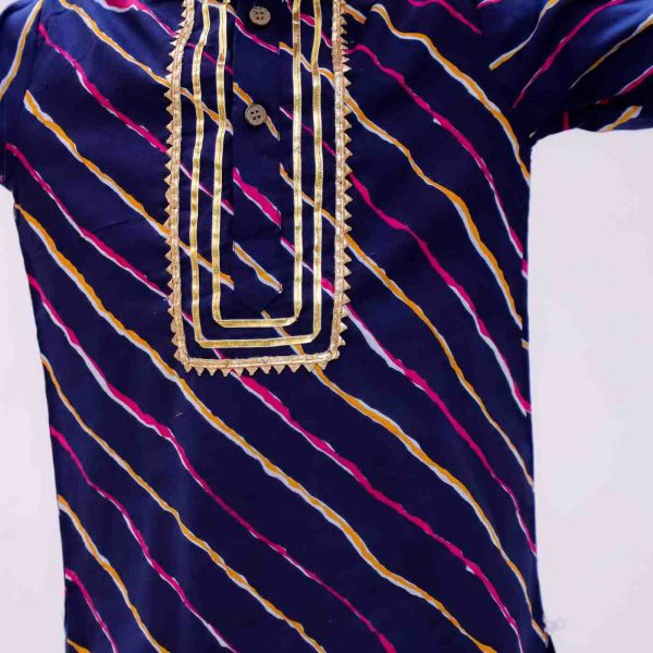Blue Lehriya Kurta Pajama