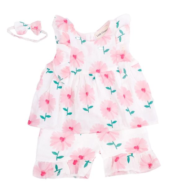 Pink Flower Print Frock