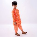 Orange Bandhani Lehriya Dhoti Kurta