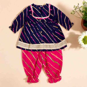 Blue Pink Lehriya Co Ord Set