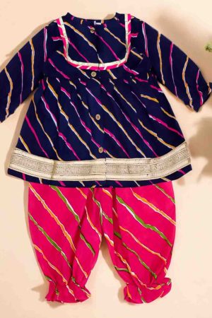Blue Pink Lehriya Co Ord Set