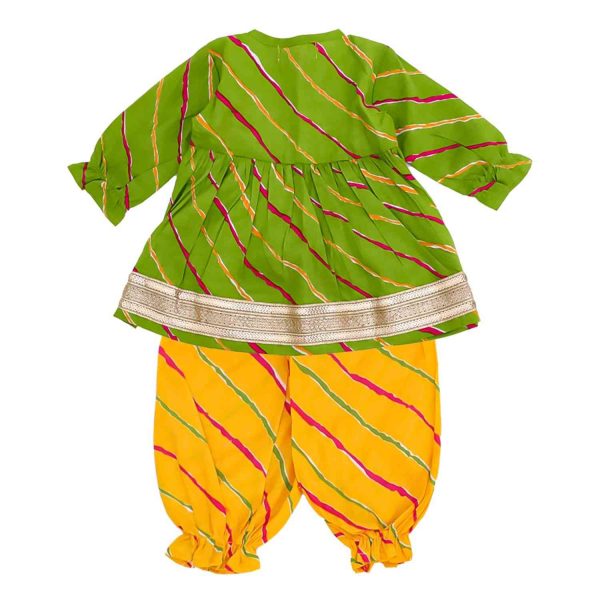 Green Yellow Lehriya Co ord Set