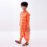 Orange Bandhani Lehriya Dhoti Kurta