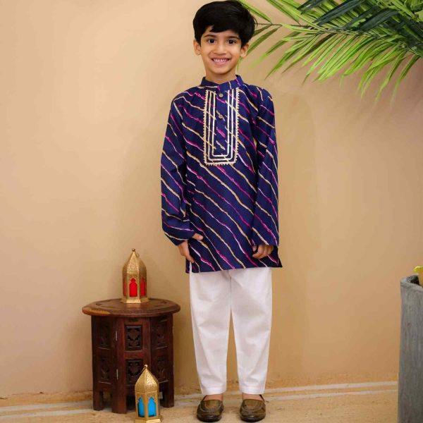 Blue Lehriya Kurta Pajama