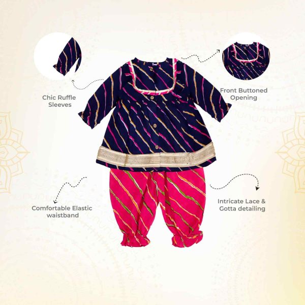 Blue Pink Lehriya Co Ord Set