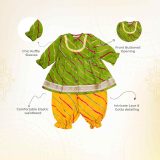 Green Yellow Lehriya Co ord Set