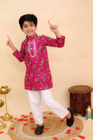 Red Floral Kurta Pajama
