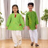 Green Kurta Pajama for Boys & Co Ord Set for Girls Sibling Set