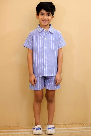Blue Striped Co Ord Set
