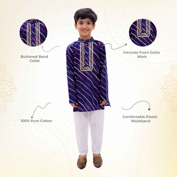 Blue Lehriya Kurta Pajama