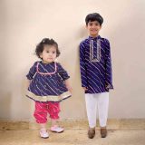 Blue Lehriya Sibling Set
