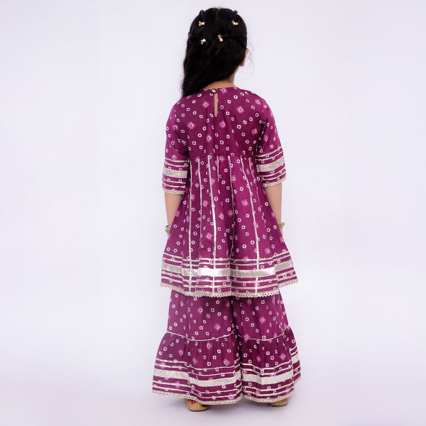 Purple Bandhani Sharara Set