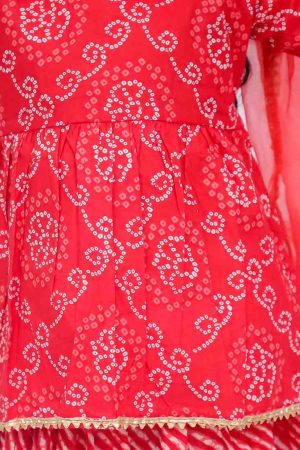 Red Bandhani Peplum Sharara Suit