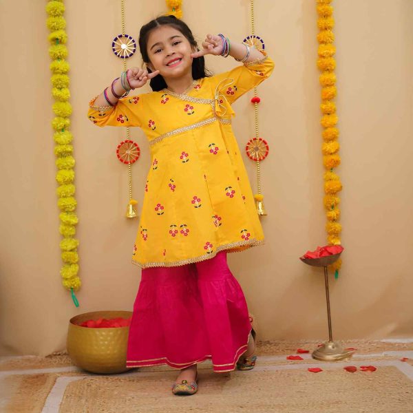Yellow Pink Sharara Set