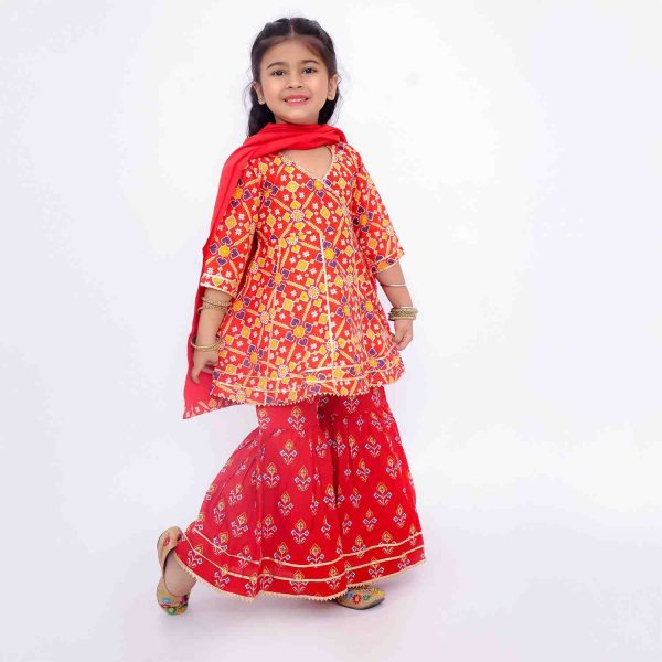 Red Bandhani Sharara Set