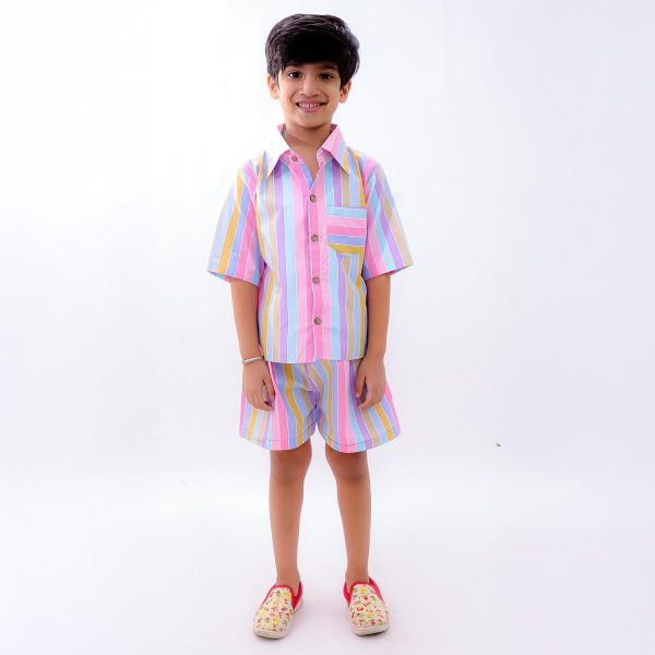 Colourful Striped Shorts Set