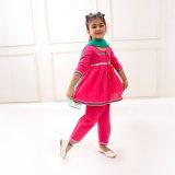 Pink Anarkali Suit Set With Green Dupatta