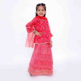 Red Bandhani Peplum Sharara Suit