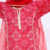 Red Bandhani Suits With Dupatta For Girls