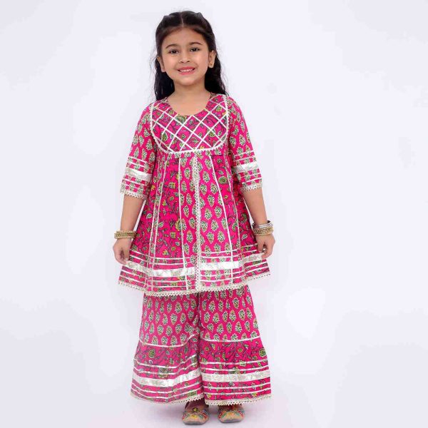 Red Floral Sharara Set