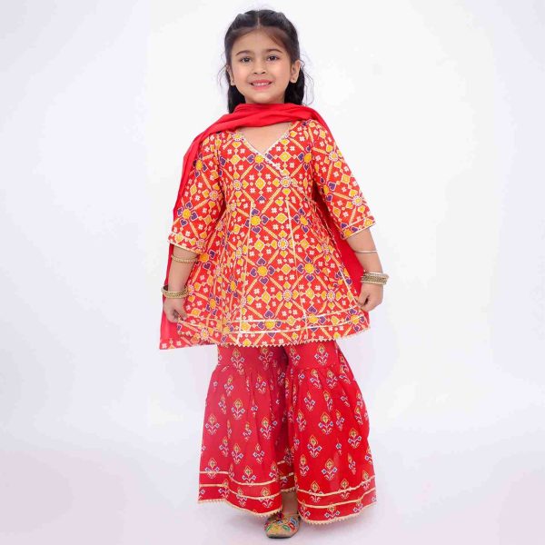 Red Bandhani Sharara Set