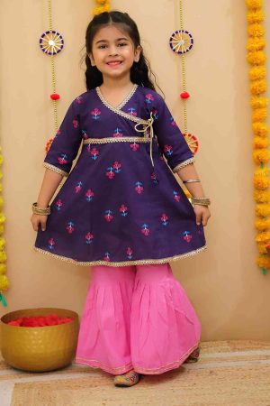 Blue Pink Sharara Set