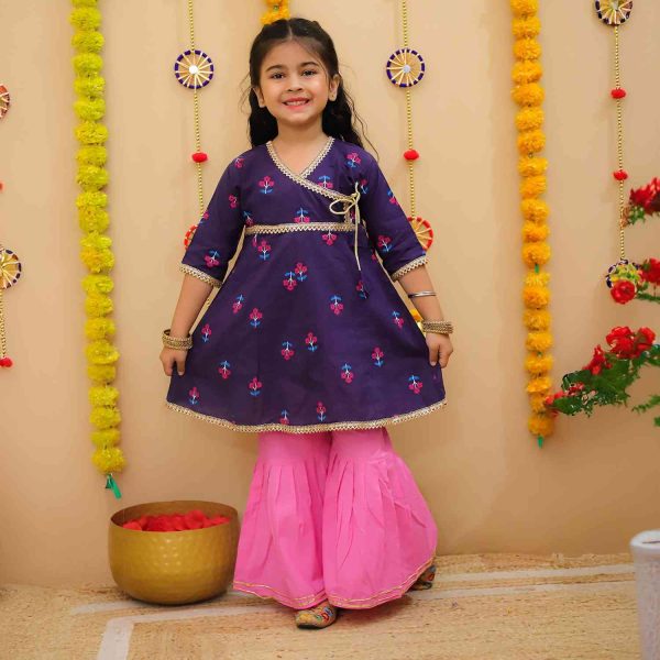 Blue Pink Sharara Set