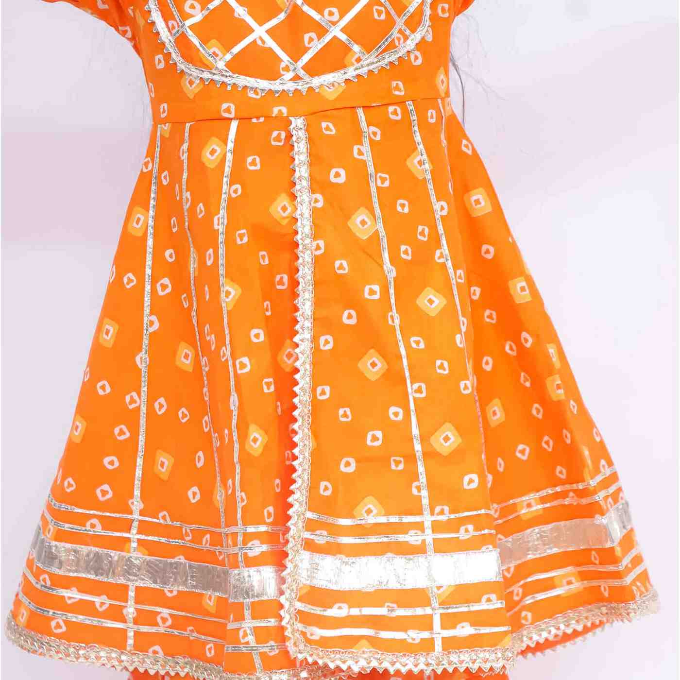 Orange Bandhani Sharara Set Little Ginnie