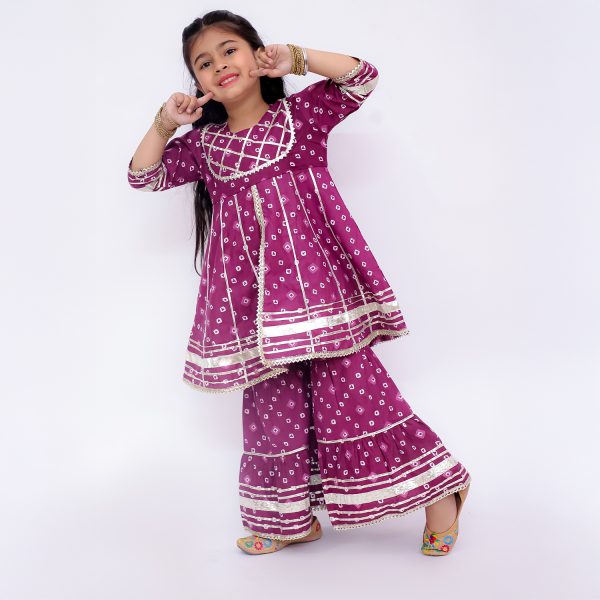Purple Bandhani Sharara Set