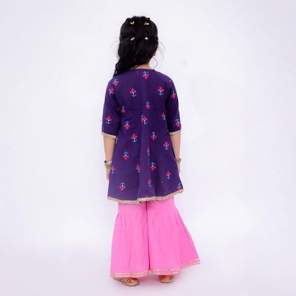 Blue Pink Sharara Set