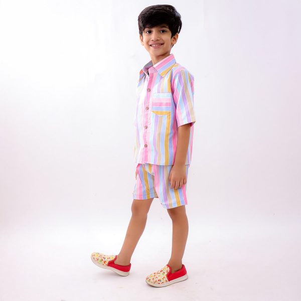 Colourful Striped Shorts Set