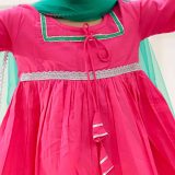 Pink Anarkali Suit Set With Green Dupatta