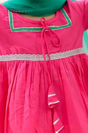 Pink Anarkali Suit Set With Green Dupatta