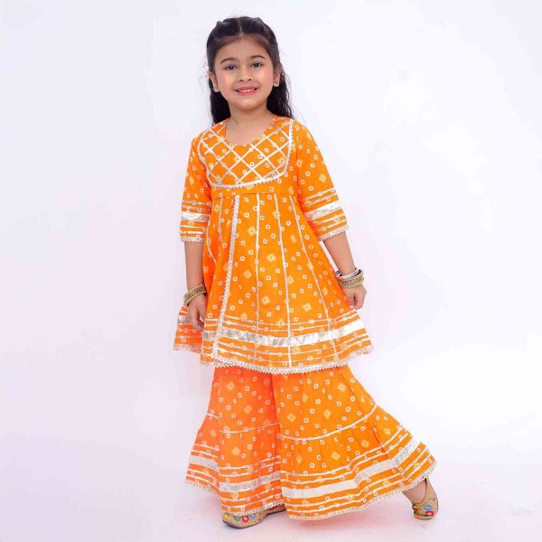 Orange Bandhani Sharara Set