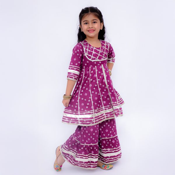 Purple Bandhani Sharara Set