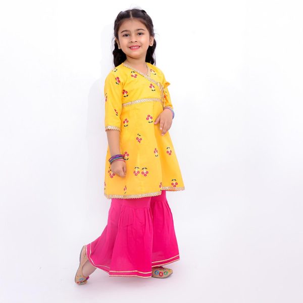 Yellow Pink Sharara Set