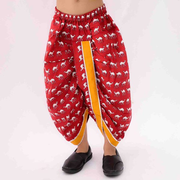 Maroon Mustard Camel Dhoti Kurta