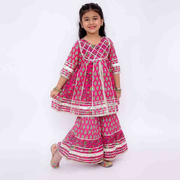 Red Floral Sharara Set