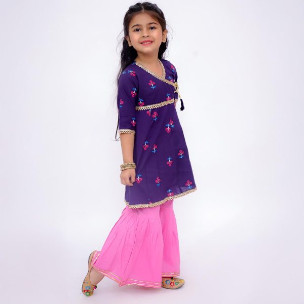 Blue Pink Sharara Set