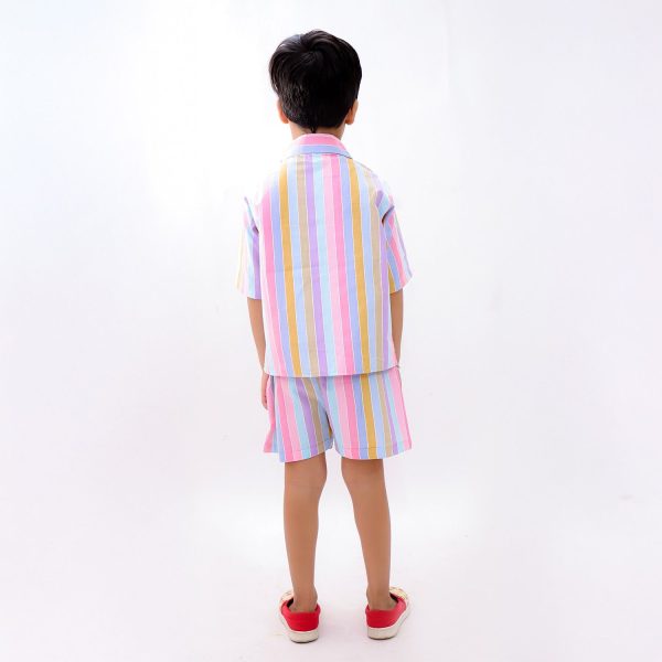 Colourful Striped Shorts Set