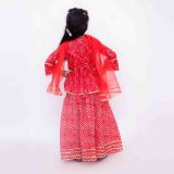 Red Bandhani Peplum Sharara Suit