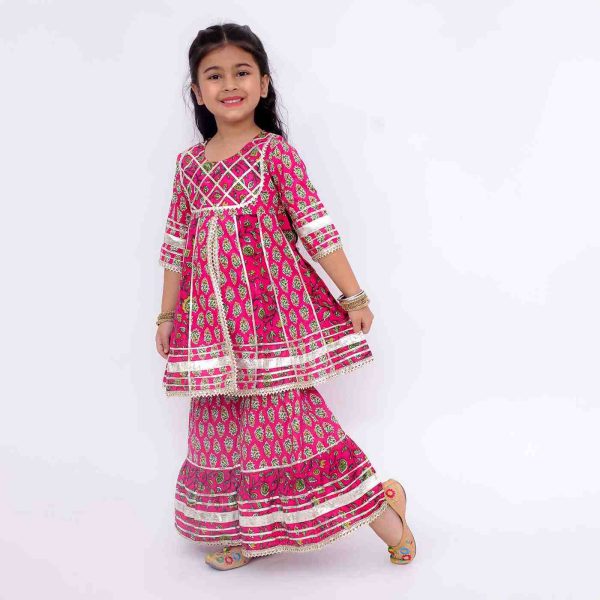 Red Floral Sharara Set