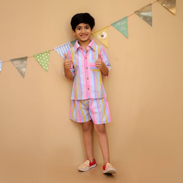 Colourful Striped Shorts Set