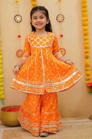 Orange Bandhani Sharara Set