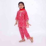 Red Bandhani Suits With Dupatta For Girls